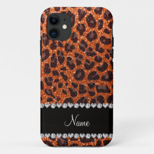 Coque Case-Mate iPhone Empreinte de léopard de parties scintillant orange
