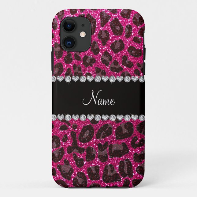 Coques Case-Mate iPhone Empreinte de léopard de parties scintillant rose c (Dos)