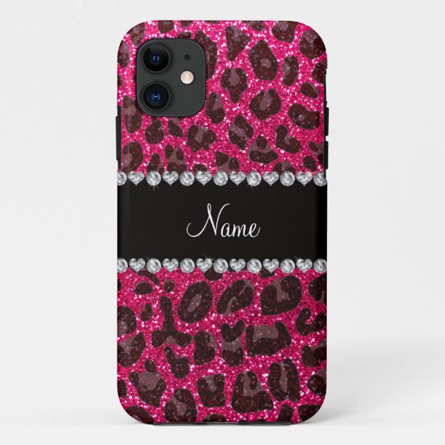 Coques Case-Mate iPhone Empreinte de léopard de parties scintillant rose r (Dos)