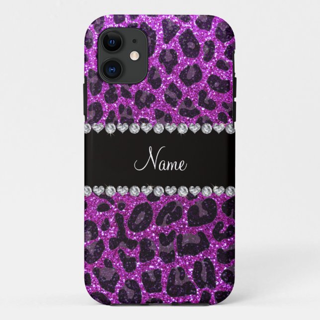 Coques Case-Mate iPhone Empreinte de léopard de parties scintillant violet (Dos)