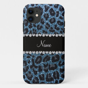 Coque Case-Mate Pour iPhone Empreinte de léopard d'parties scintillant bleu br