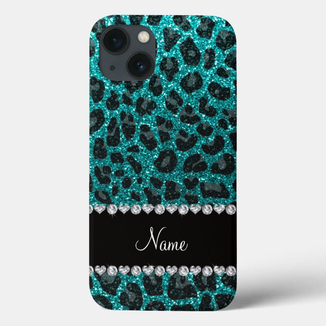 Coques Case-Mate iPhone Empreinte de léopard d'parties scintillant d'aqua  (Verso)
