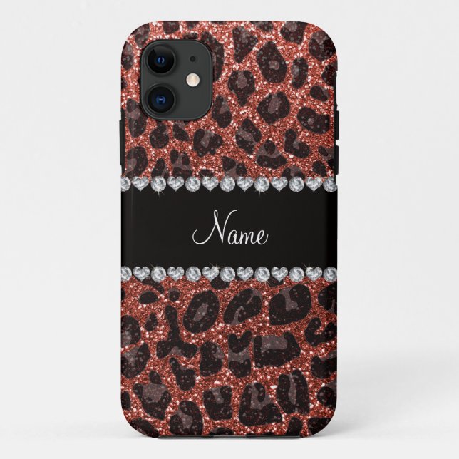 Coques Case-Mate iPhone Empreinte de léopard d'parties scintillant orange  (Dos)