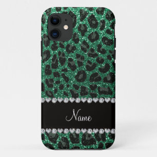Coques Pour iPhone Empreinte de léopard d'parties scintillant verte m