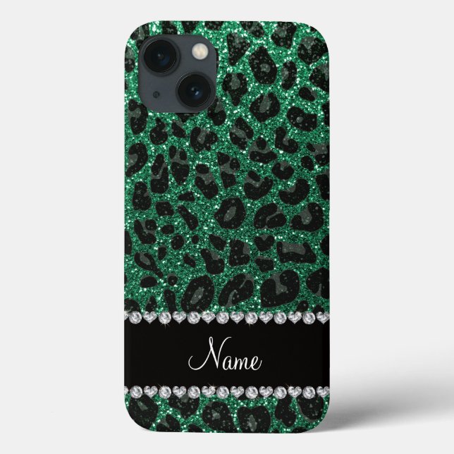 Coques Case-Mate iPhone Empreinte de léopard d'parties scintillant verte m (Verso)