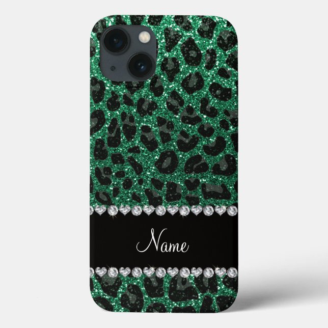 Coques Case-Mate iPhone Empreinte de léopard d'parties scintillant verte m (Verso)