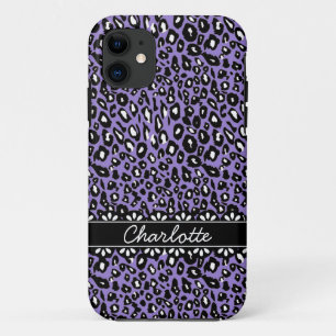 Coques Pour iPhone Empreinte de léopard et dentelle violet tendance