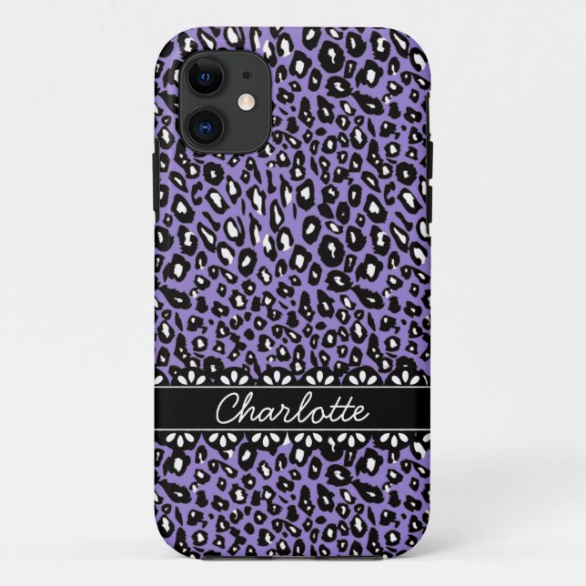 Coques Case-Mate iPhone Empreinte de léopard et dentelle violet tendance (Dos)