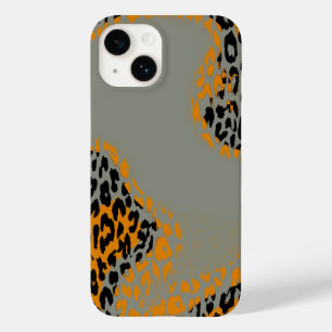Coque Case-Mate iPhone Empreinte de léopard noir et jaune rétro sur gris