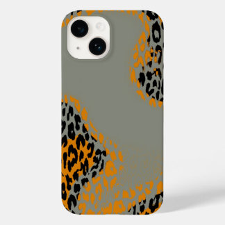 Coque Case-Mate iPhone Empreinte de léopard noir et jaune rétro sur gris
