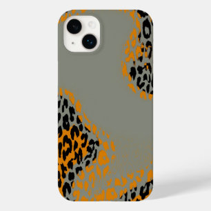 Coque Case-Mate iPhone Empreinte de léopard noir et jaune rétro sur gris