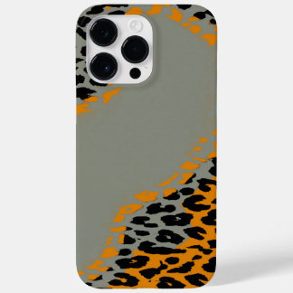 Coque Case-Mate iPhone Empreinte de léopard noir et jaune rétro sur gris