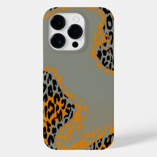 Coque Case-Mate iPhone Empreinte de léopard noir et jaune rétro sur gris
