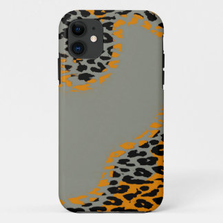 Etui iPhone Case-Mate Empreinte de léopard noir et jaune rétro sur gris