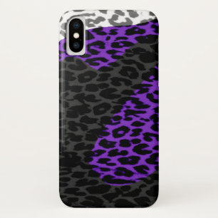 Coques Pour iPhone Empreinte de léopard noir et violet