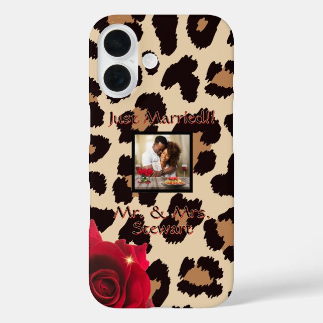 Coques Case-Mate iPhone Empreinte de léopard Red Rose M. et Mme Texte Phot (Verso)