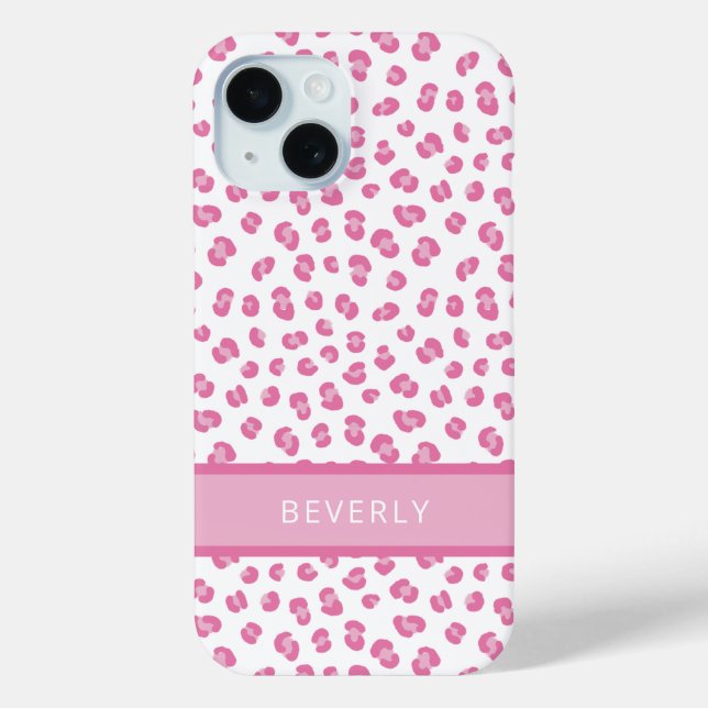 Coques Case-Mate iPhone Empreinte de léopard rose chic personnalisé (Verso)