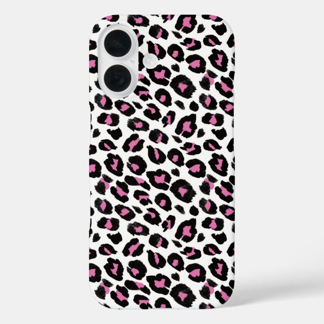 Coques Case-Mate iPhone Empreinte de léopard rose et noir (Verso)