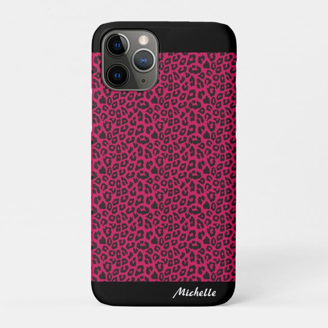 Coques Case-Mate iPhone empreinte de léopard rose personnalisé (Dos)