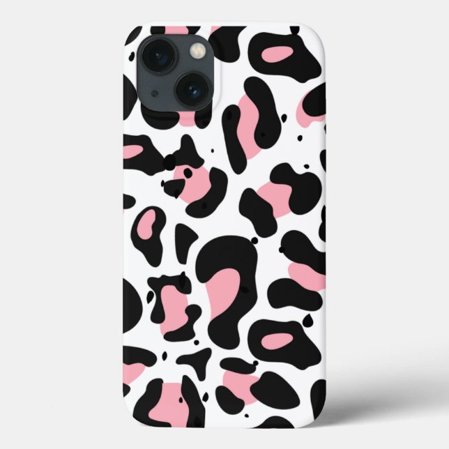 Coques Case-Mate iPhone Empreinte de léopard tendance rose et noir (Verso)