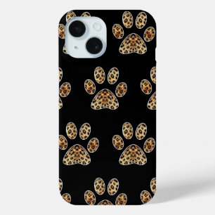 Coque Case-Mate iPhone Empreinte de patte avec étincelle Léopard Noir et