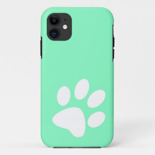 Coque Case-Mate Pour iPhone empreinte de patte bleu vert sarcelle néon brillan