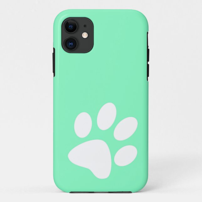 Coques Case-Mate iPhone empreinte de patte bleu vert sarcelle néon brillan (Dos)