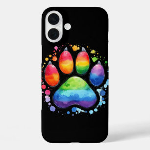 COQUE POUR iPhone 16 PLUS EMPREINTE DE PATTE CHIEN COLORÉ DE PLANCHE