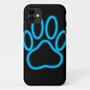 Coque Case-Mate iPhone Empreinte de patte de chien de Néon Bleu