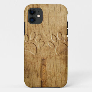 Coque Case-Mate Pour iPhone Empreinte de patte de chien en bois sculpté