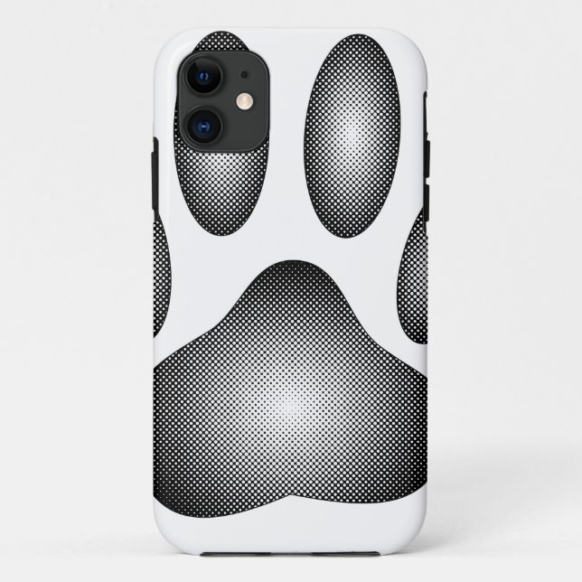 Coques Case-Mate iPhone Empreinte de patte de chien en dégradé noir et bla (Dos)