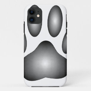 Coques Pour iPhone Empreinte de patte de chien en dégradés noir et bl