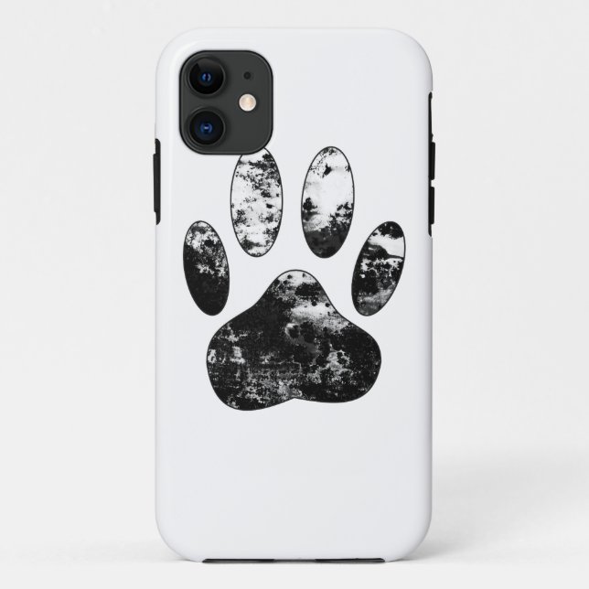 Coques Case-Mate iPhone Empreinte de patte de chien gris noir et blanc (Dos)