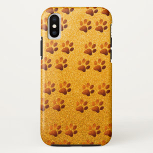 Case-Mate iPhone Case Empreinte de patte de compagnie en glitter or sur