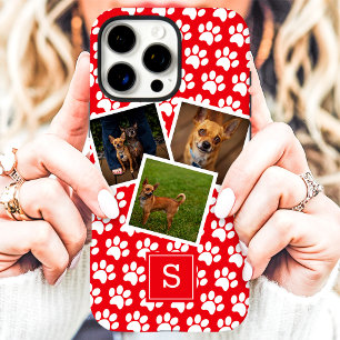 Coque iPhone 16 Pro Max Empreinte de patte Pet Photo Collage Monogramme ro