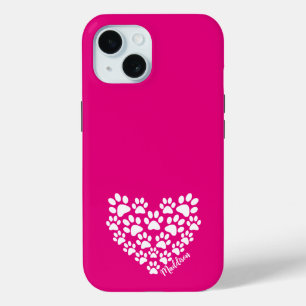Coque Case-Mate iPhone Empreinte de patte rose personnalisé