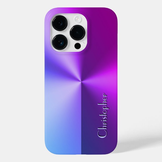 Coques Case-Mate iPhone Empreinte en acier inoxydable bleu et violet de ti (Verso)
