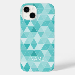 Coque Case-Mate iPhone Empreinte géométrique bleu turquoise tendance nom