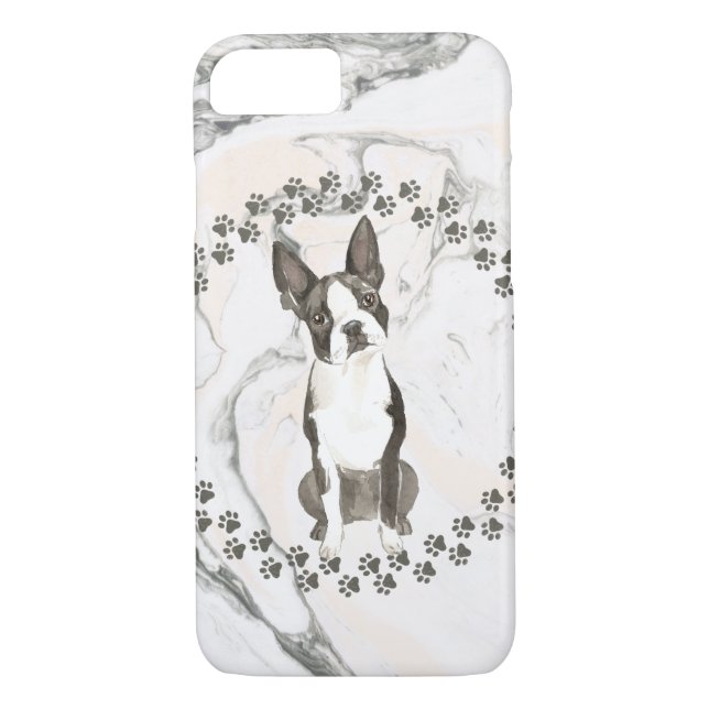 Coques Case-Mate iPhone Empreintes de pattes de Boston Terrier et arrière (Dos)
