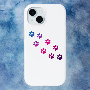 Coque Case-Mate iPhone Empreintes de pattes de chats rose bleu violet