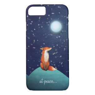 Coques Pour iPhone en paix ~ Renard charmant assis sous une Pleine lu