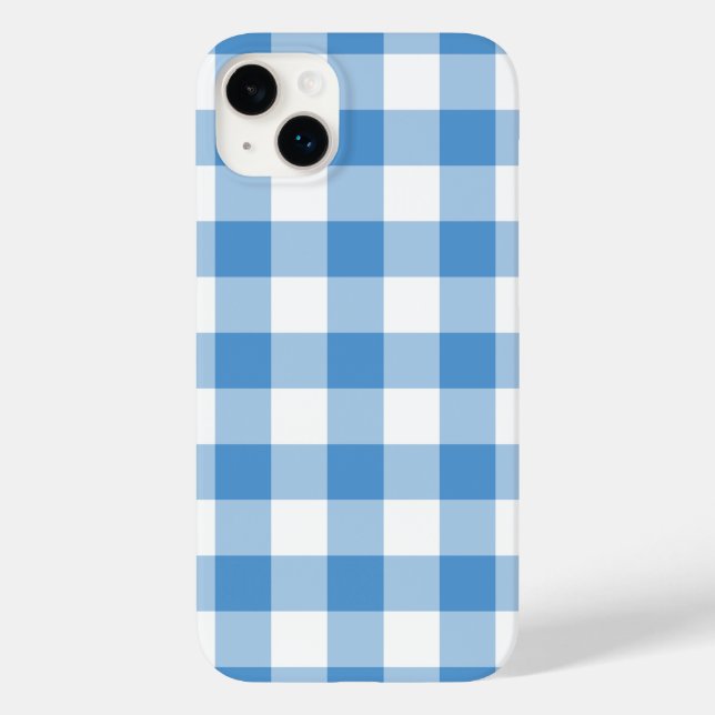 Coques Case-Mate iPhone En vichy Bébé bleu et blanc (Verso)