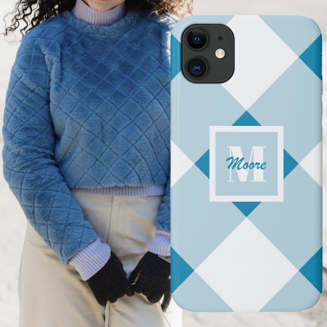 Coques Case-Mate iPhone en vichy - Boîtier téléphonique bleu moyen et clai (Gingham - Medium and Light Blue Phone Case by Leapfroglisics)