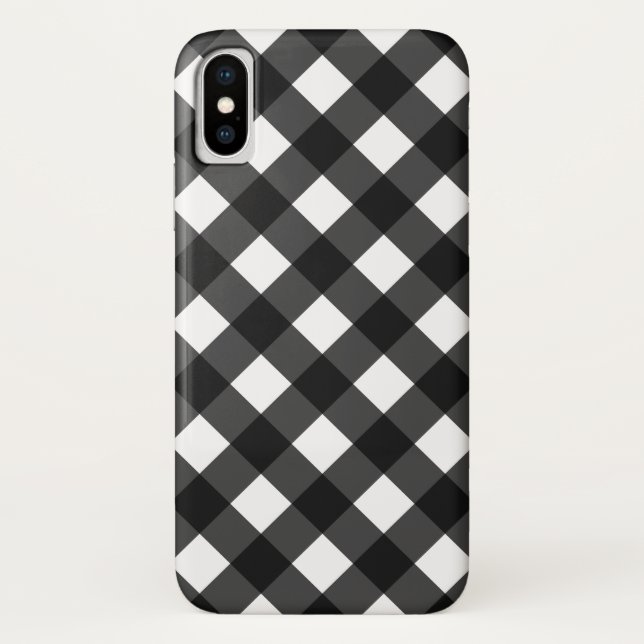 Coques Case-Mate iPhone En vichy noir et blanc (Dos)