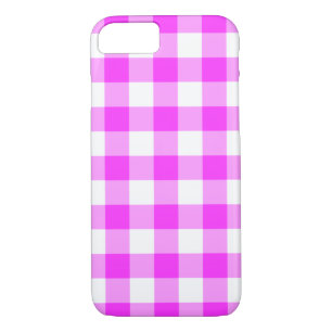 Coque iPhone 8/7 En vichy plaid rose et blanc