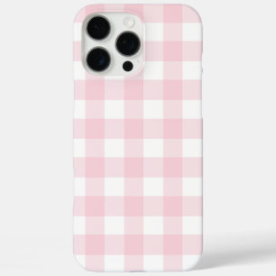Coque iPhone 16 Pro Max En vichy rose et blanc