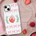 Coque Case-Mate iPhone En vichy rose fraise preppy Bows Laurel Wreath<br><div class="desc">Coque iphone avec coquette preppy esthétique en rose et blanc. Le design présente une fraise avec arc en vichy rose, encadrée d'une couronne de laurier de style logo et des bordures motifs d'arcs roses assorties au logo de la fraise. Conçu pour l'iPhone 14 Plus mais il conviendra à de nombreux...</div>
