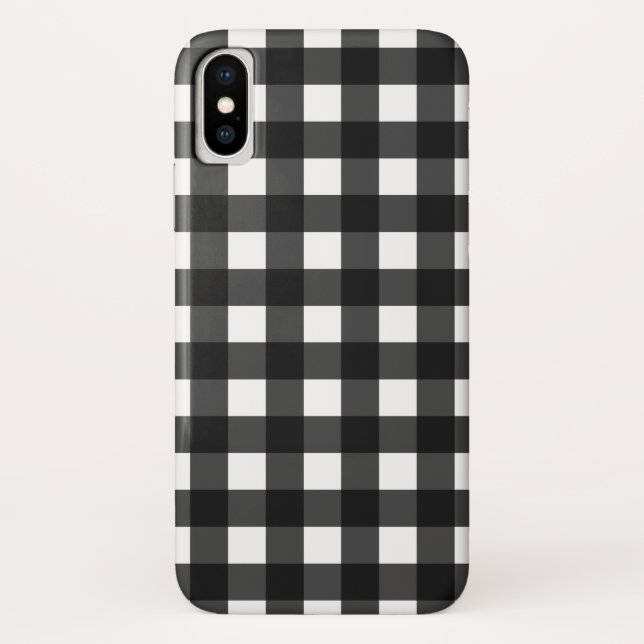 Coques Case-Mate iPhone En vichy simple en noir et blanc (Dos)