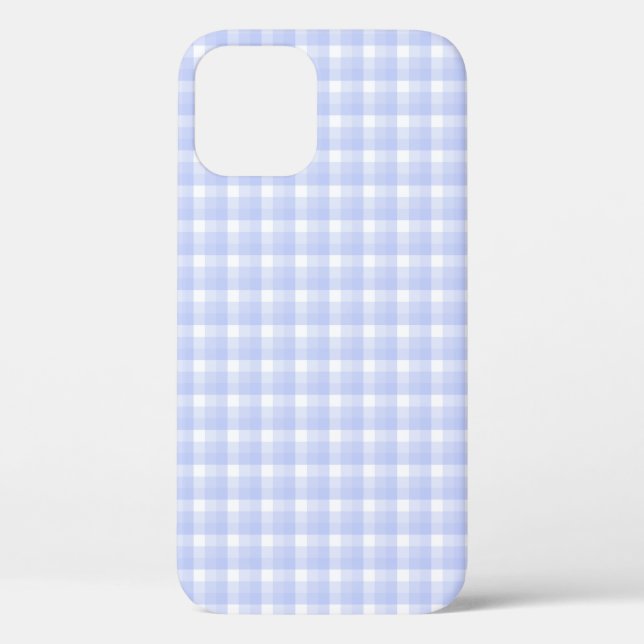 Coques Case-Mate iPhone en vichy vérifier le motif. Bleu clair et blanc. (Verso)
