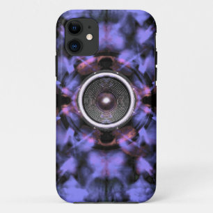 Coque iPhone 11 Enceinte musicale sur un fond violet